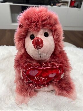 Pink & Red Plush Hedgehog Holding Valentine Heart